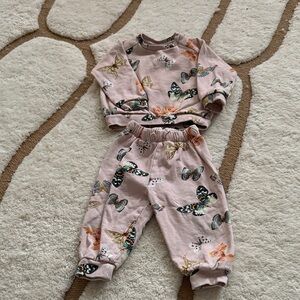 Molo Pink Butterfly Kids Matching Set